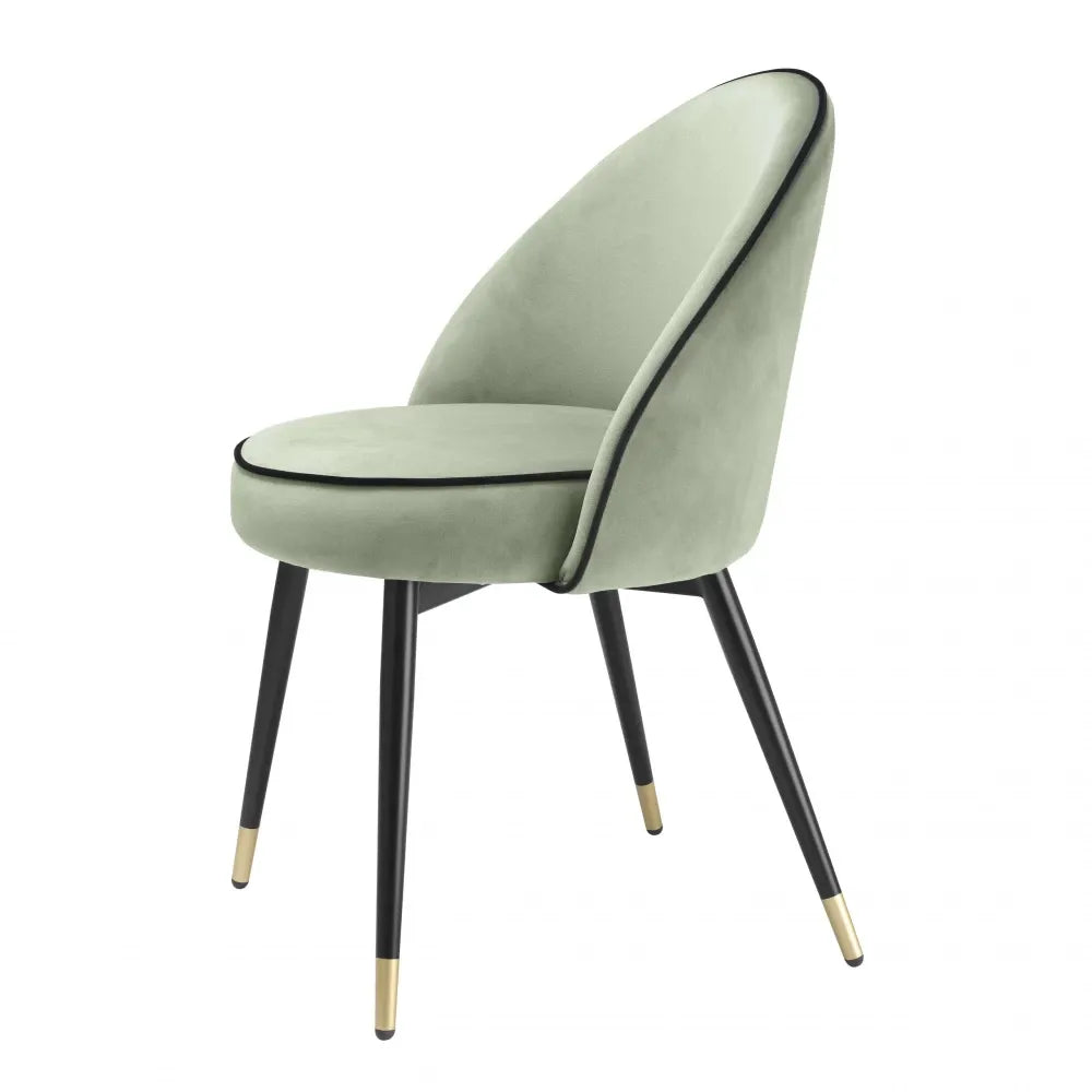 Set 2 scaune tapitat cu Catifea Verde cu picioare din Metal Negru/Auriu H83xL55xA64cm Cooper Eichholtz