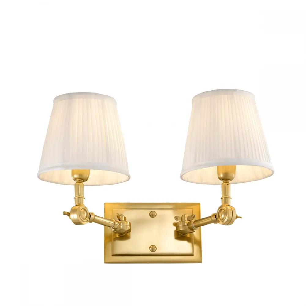 Aplica de perete din Metal Auriu si Stofa Alb H25xL33cm Wentworth Double Eichholtz