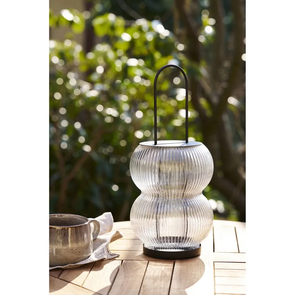 Felinar din Metal/Sticla Negru/Transparent H36xD16cm Lucena