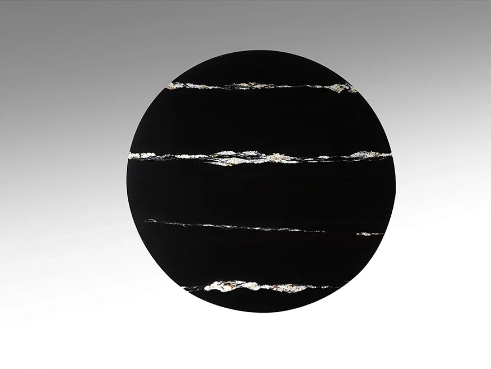 Masa rotunda din MDF/Funir de stejar/Otel inoxidabil Negru/Rosegold si blat din Marmura Negru D135xH75cm Zolo
