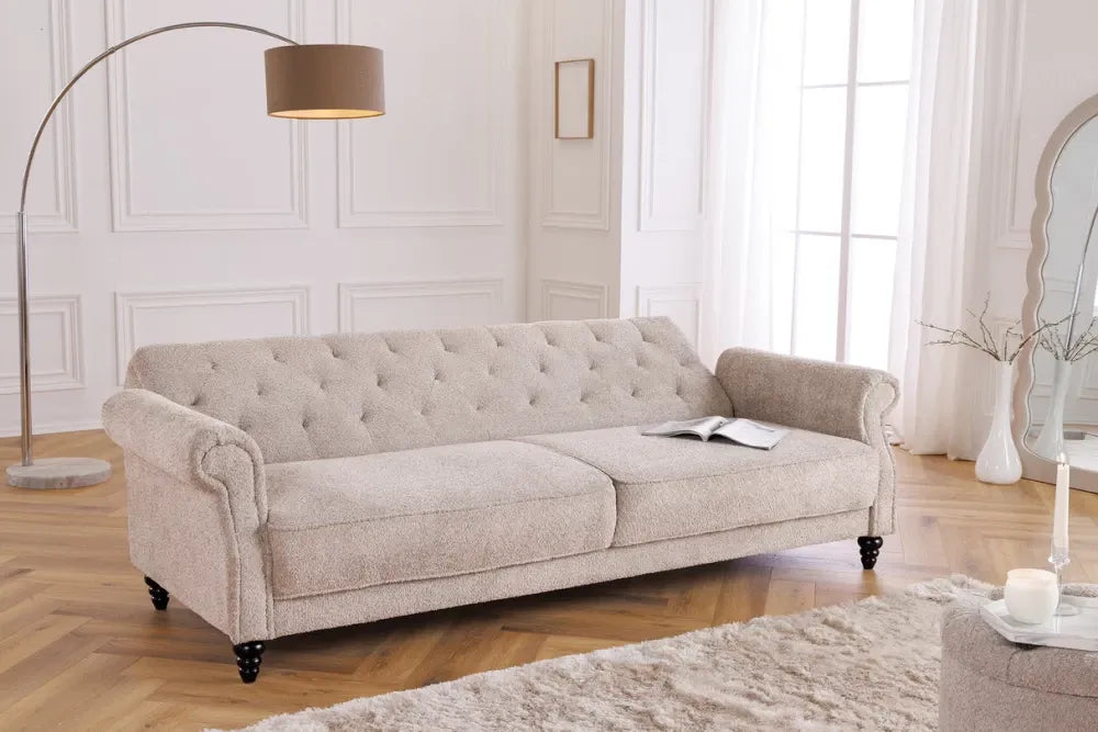 Canapea cu functie pat tapitat cu Stofa boucle Grej L220cm Maison belle