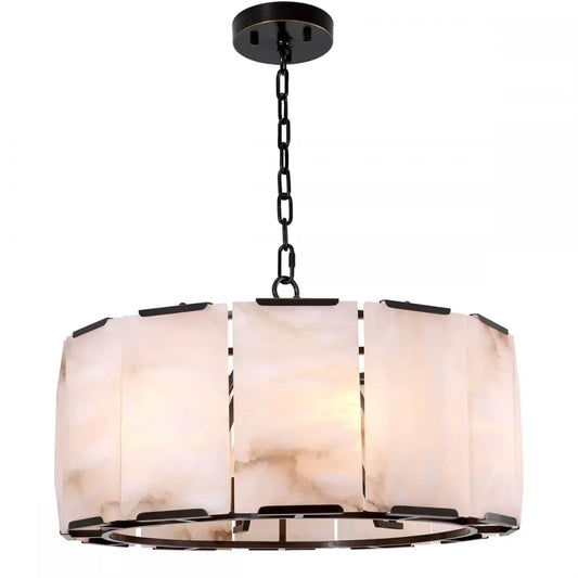Candelabru din Otel inoxdabil Bronz si Alabastru Alb H36xD62cm Ortiz Eichholtz