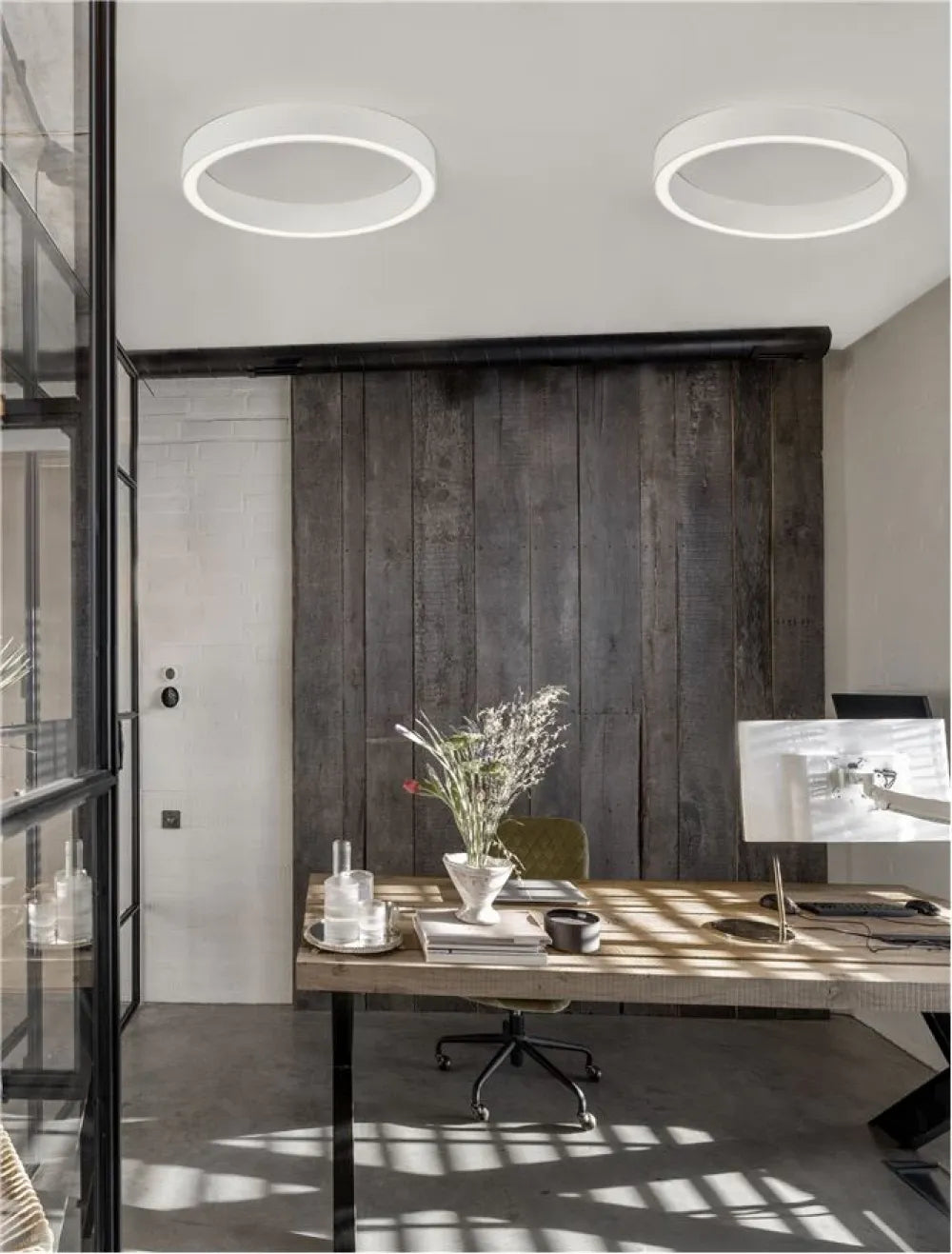 Plafoniera structura din Aluminiu Alb si abajur din Acrilic  H7.8xL60cm IP20 40W 2153lm 3000k STING