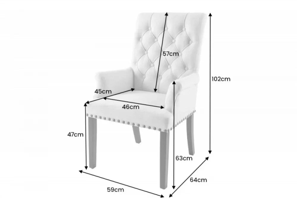 Scaun tapitat cu Stofa Bej cu picioare din Lemn Negru H102xL59xA64cm Castle