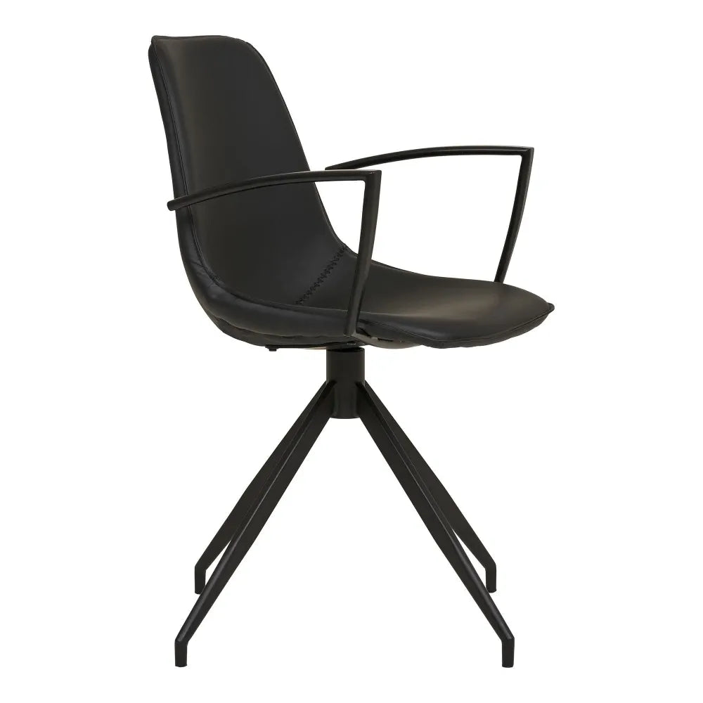 Set 2 scaune din Metal Negru si Piele sintetica Negru H86xL48xA56cm Monaco
