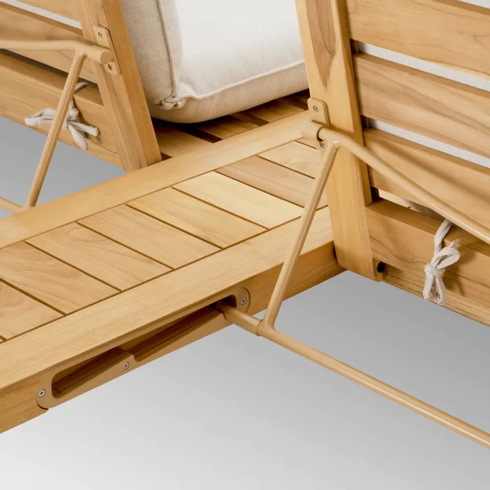 Sezlong dublu exterior din Lemn de tec Maro si Stofa Bej H96xL210cm Weston Eichholtz