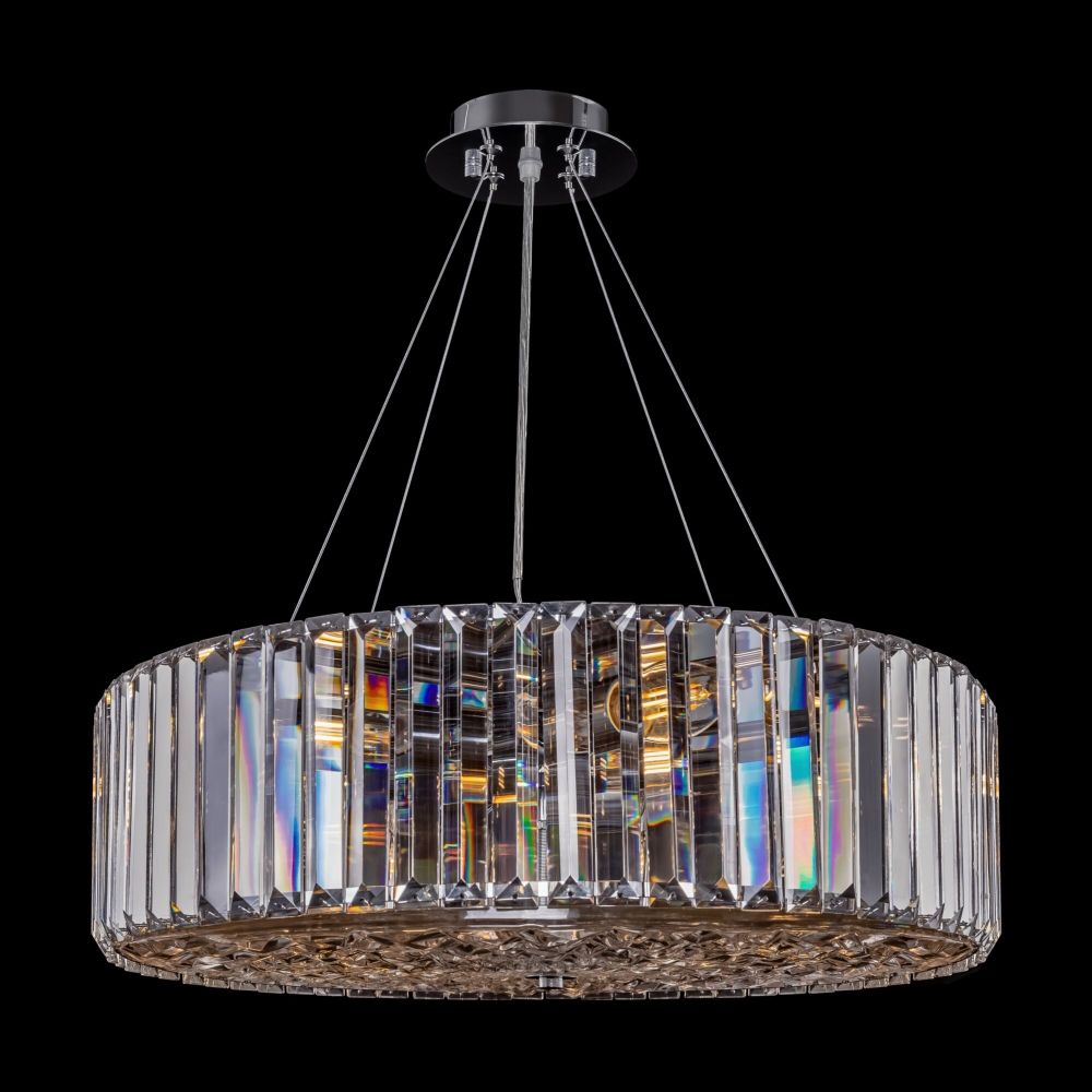 Lustra rotunda cu inaltime reglabila din Cristal Transparent cu 8 becuri D53xH90cm Recinto