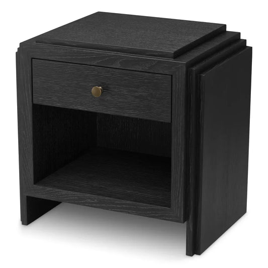 Noptiera din Furnir de stejar Gri carbune L58xH57cm ArtDeco Eichholtz