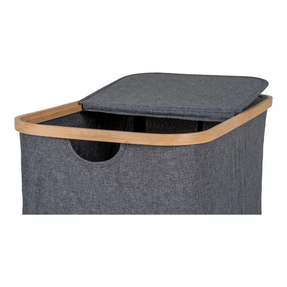 Cos de rufe din Lemn de bambus/Textil Maro/Gri H54xL33cm Noto