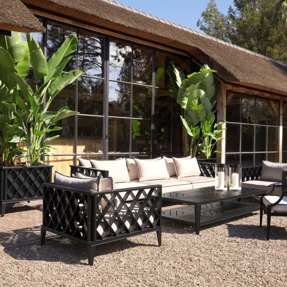 Canapea de exterior din Metal Negru si Stofa Alb H69xL275.5cm Ocean Club Eichholtz
