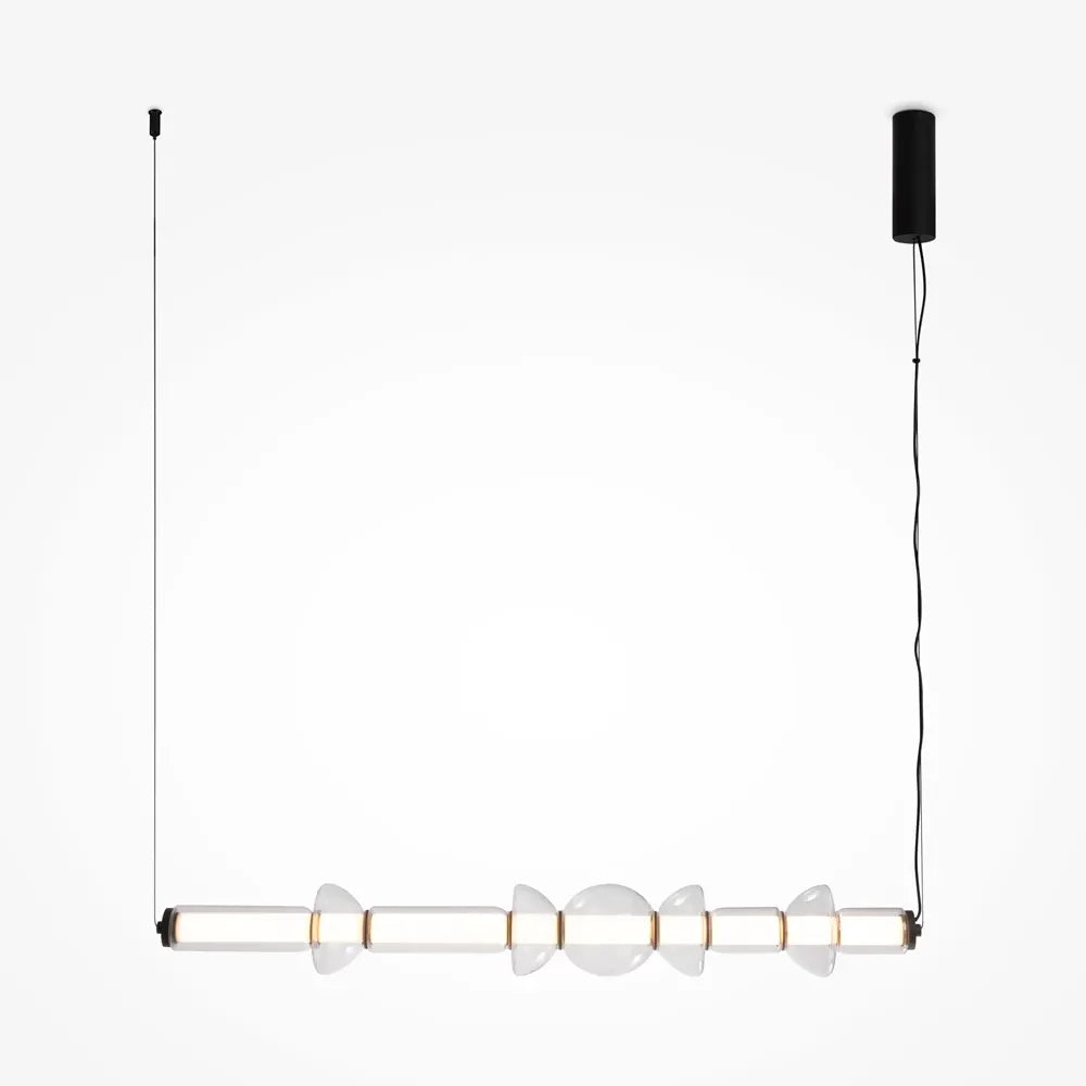 Lustra din Aluminiu Negru si Sticla Transparent L98xH137.5cm 39W 4800lm 3000k Cosmo