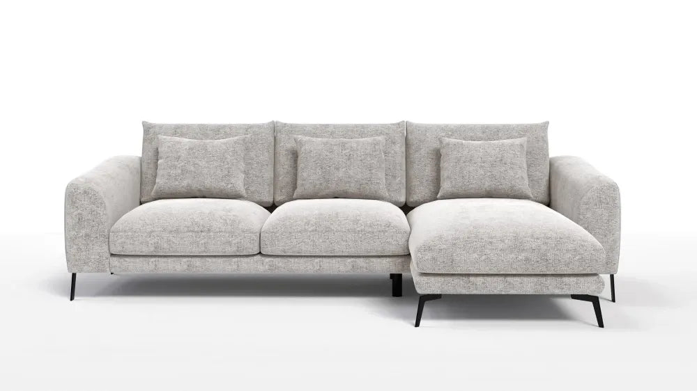 Coltar in forma de L tapitat cu Chenille Bej Sajma 15 L293x172cm Aspen