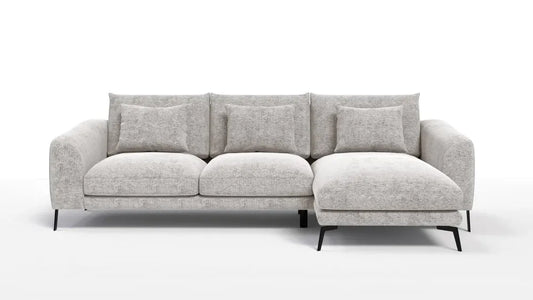 Coltar in forma de L tapitat cu Chenille Bej Sajma 15 L293x172cm Aspen