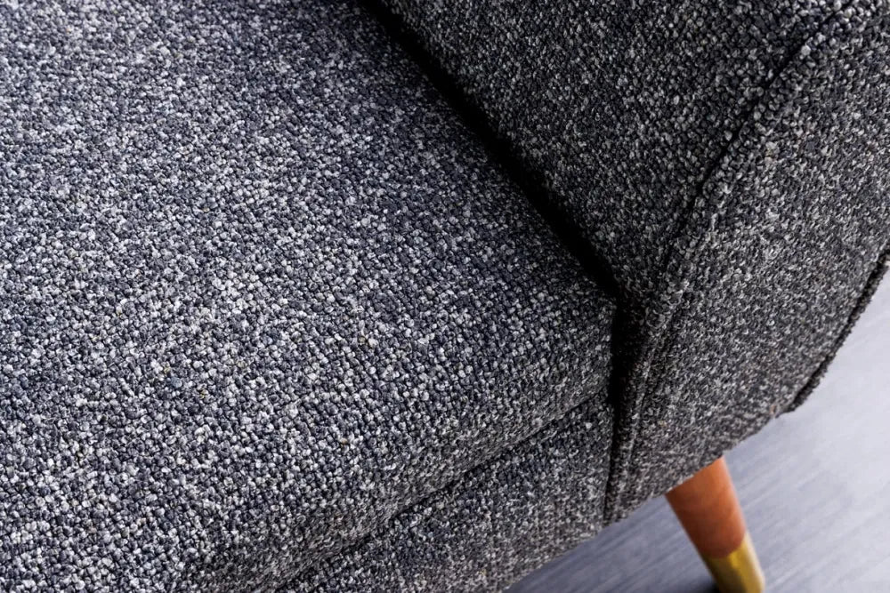 Bancheta din Lemn/Metal Maro/Auriu si Stofa boucle Gri H56xL90cm Scarlett