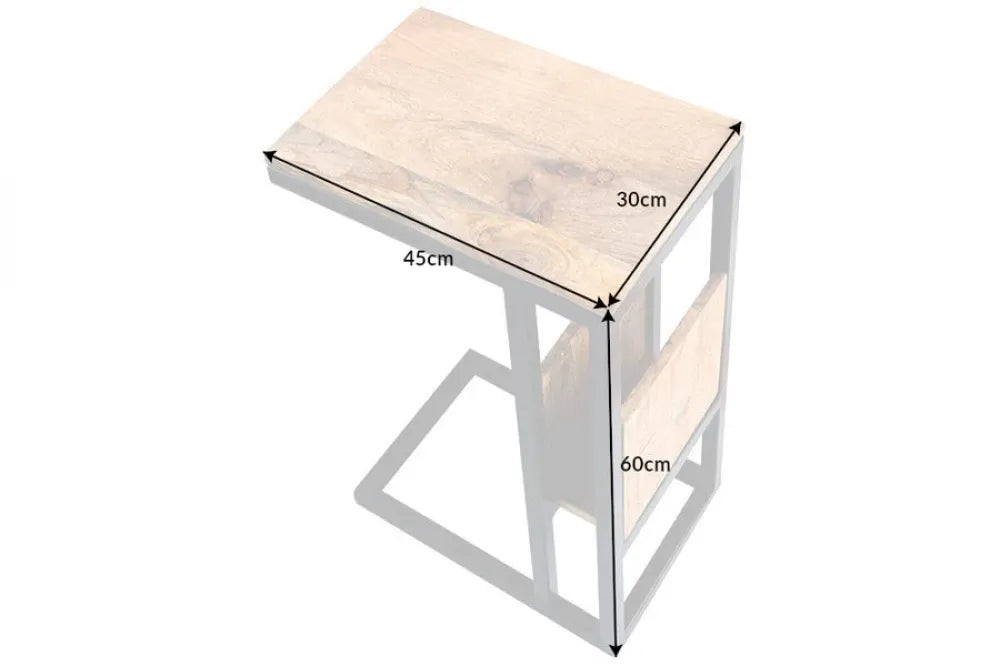 Masuta laterala din Lemn de mango Maro si Metal Negru L30xH60cm Concierge