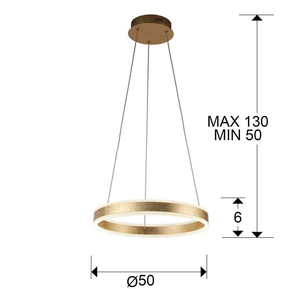 Lustra rotunda cu inaltime reglabila din Aluminiu Auriu cu LED  D50xH130cm Helia