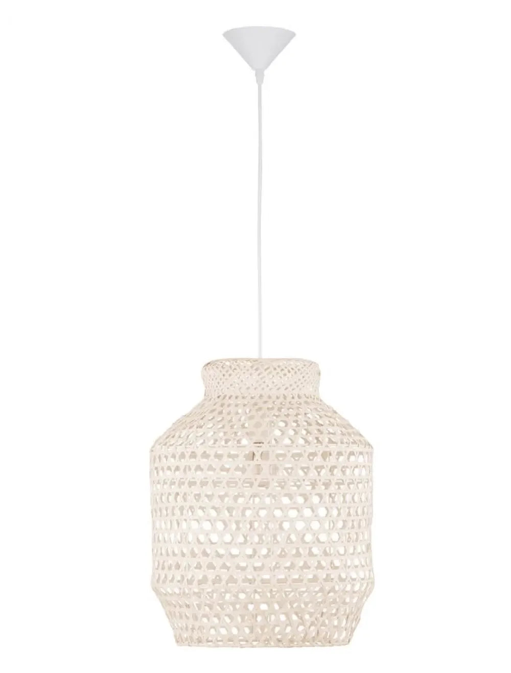 Pendul structura din Metal Alb si abajur din Ratan Crem H250xL35cm IP20 MIA