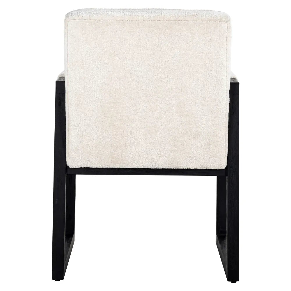 Scaun tapitat cu Chenille Alb cu picioare din Lemn de frasin Negru H90xL63xA70cm Beck  Richmond Interiors
