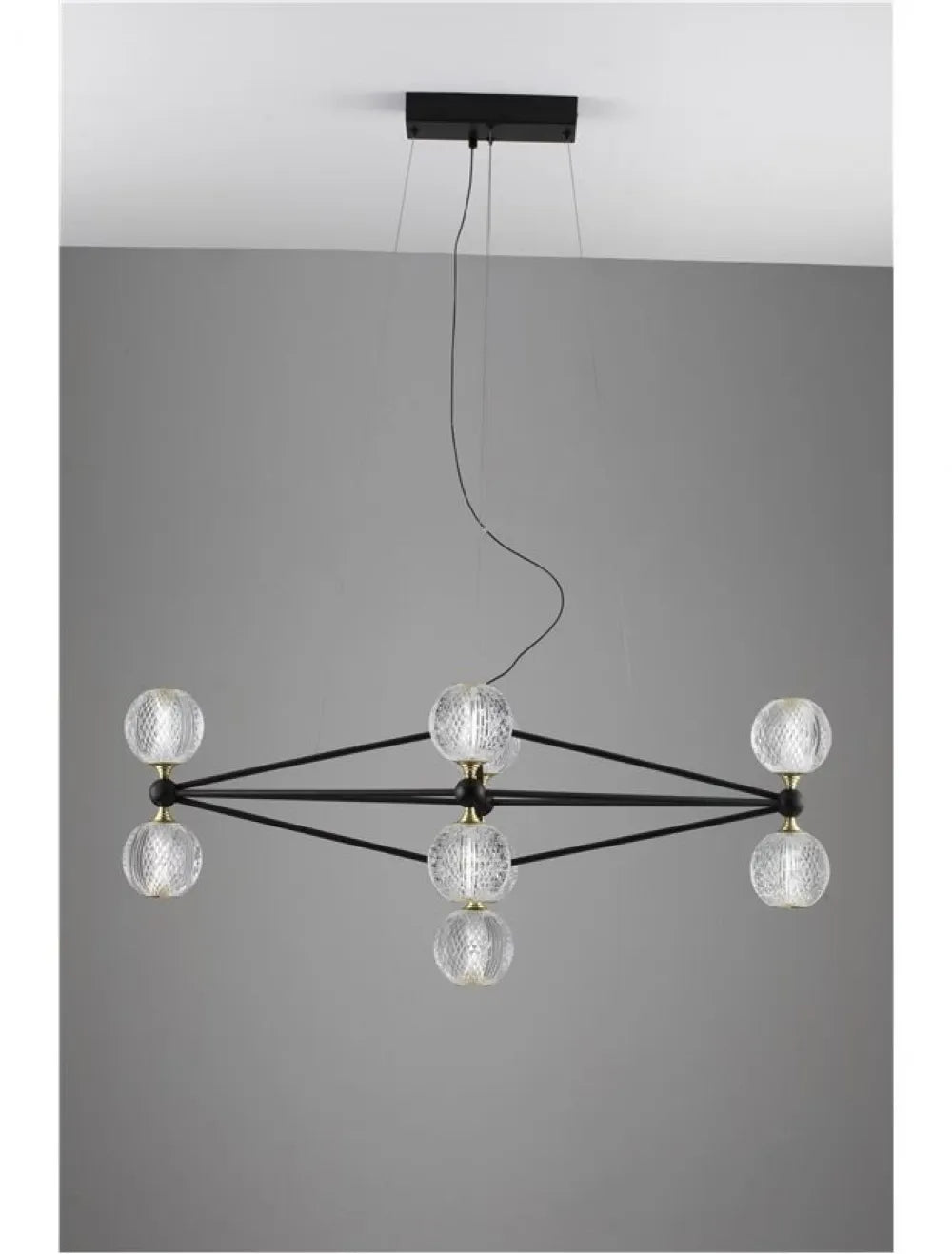 Candelabru structura din Aluminiu Negru si abajur din Acrilic Transparent H120xL96cm IP20 42W 2238lm 3000k BELINDA