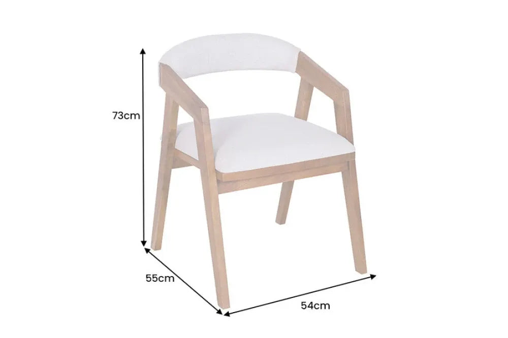 Scaun tapitat cu Stofa Crem si picioare din Lemn de salcam Maro H73xL54xA55cm MAMMUT