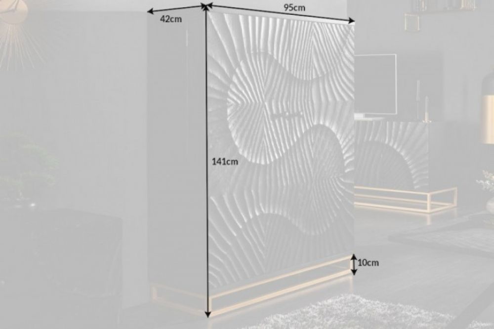 Bar din Lemn masiv de mango si Metal Negru/Auriu Scorpion L95xH141cm
