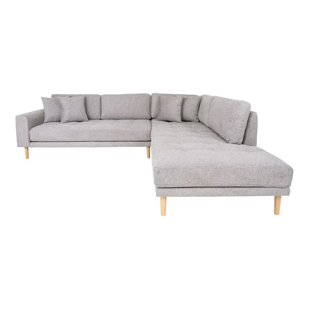 Coltar orientare dreapta cu picioare din Lemn de fag maro tapitat cu Stofa Gri deschis L257xH76cm Lido