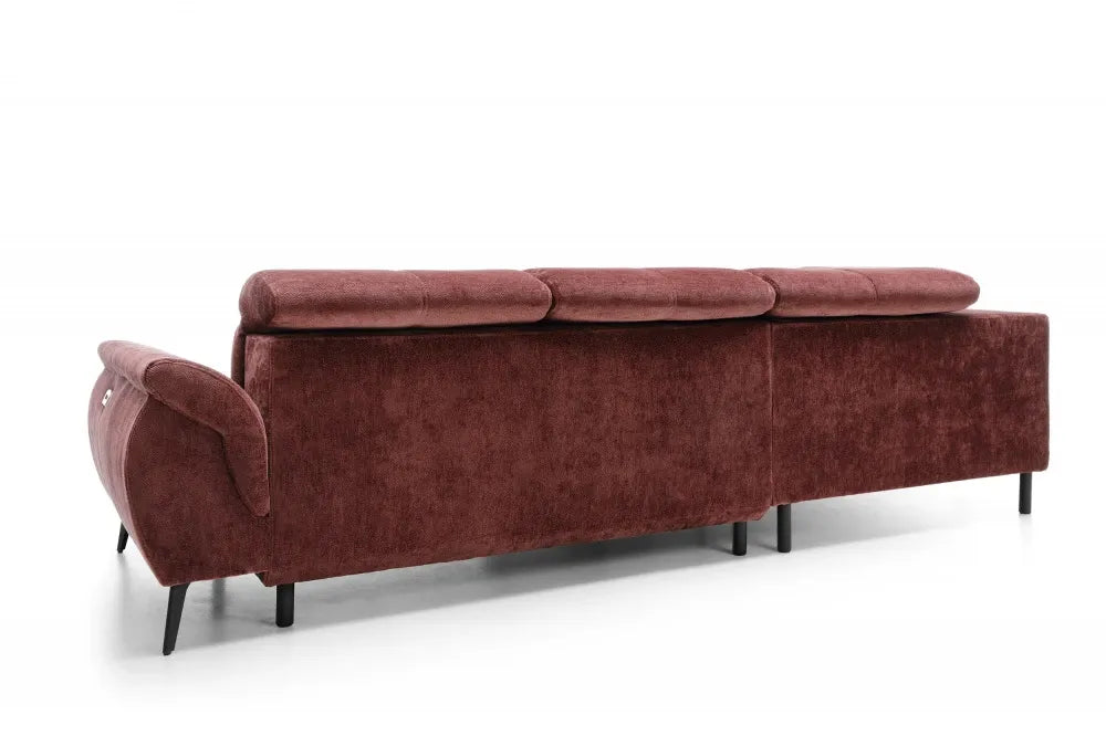 Coltar extensibil electric tapitat cu Chenille Aphrodite Rosu cu lada depozitare Genova II