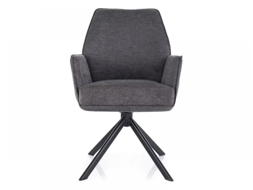 Scaun tapitat cu Stofa Brego Gri inchis cu picioare din Metal Negru H90xL58xA46cm Hugo