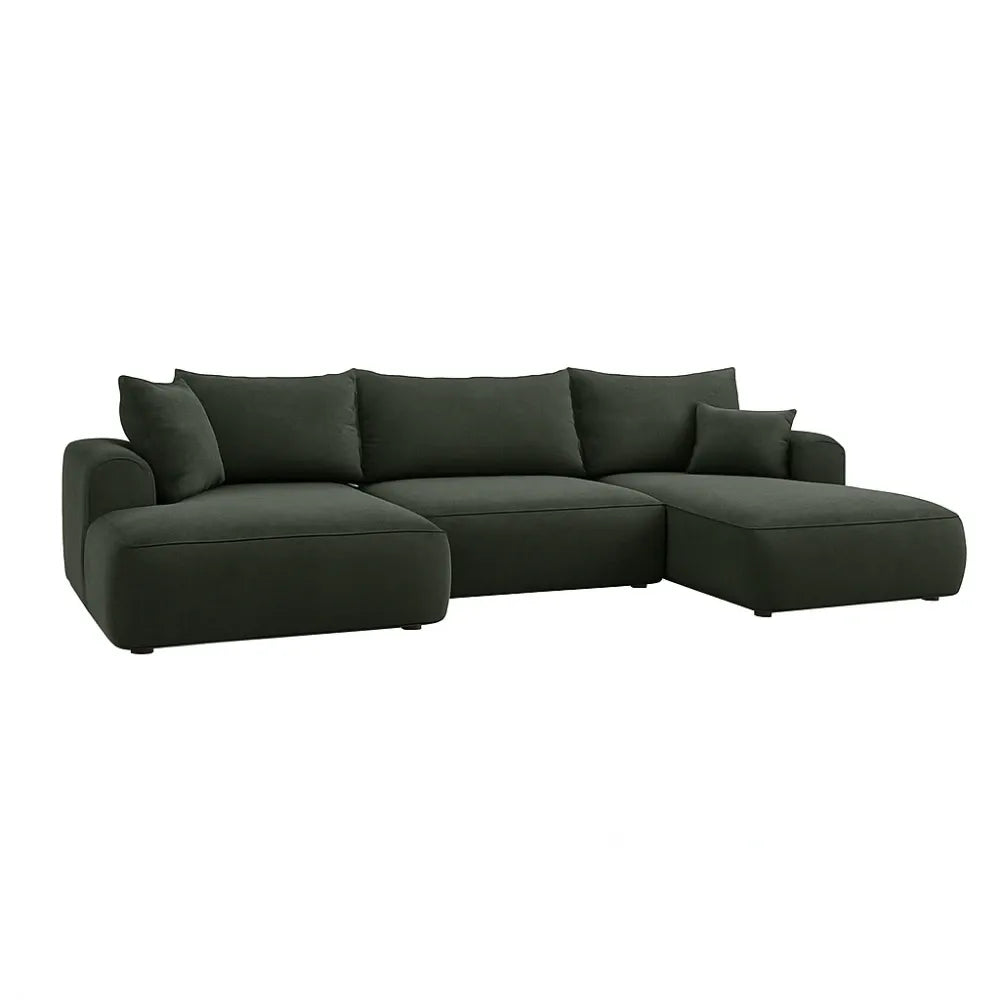 Coltar extensibil catifea vogue verde cu lada depozitare Nubio III 364x159cm