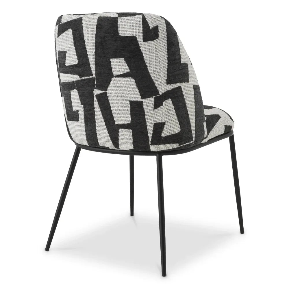 Scaun tapitat cu Stofa Alb/Negru L50xA60xH83cm Caleb Eichholtz