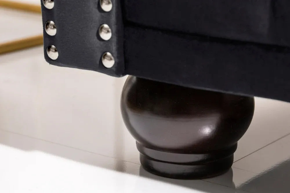 Canapea tapitata cu Catifea Negru L205cm CHESTERFIELD