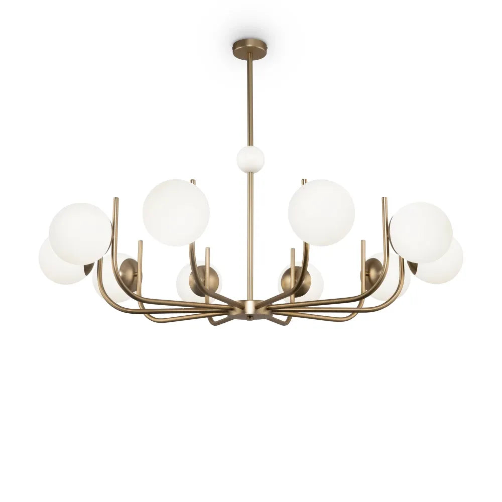Lustra rotunda din Sticla Alb cu 10 becuri D116xH80cm Rendez-vous