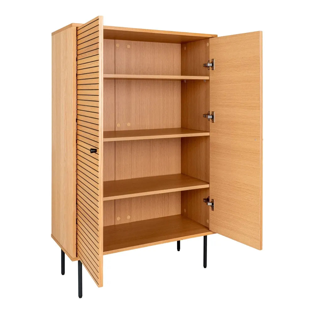Dulap din Furnir de stejar/MDF Maro si Metal Negru L80xH130cm Kyoto