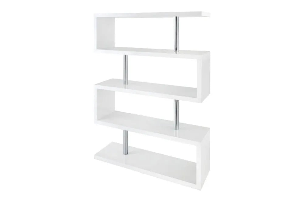 Raft din MDF Alb si MDF/Metal Alb/Argintiu L120xH165cm SNAKE