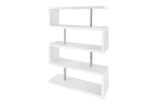 Raft din MDF Alb si MDF/Metal Alb/Argintiu L120xH165cm SNAKE
