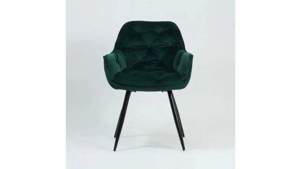 Scaun cu brate din Catifea si Metal Verde/Negru H87xL57xA43cm Cherry