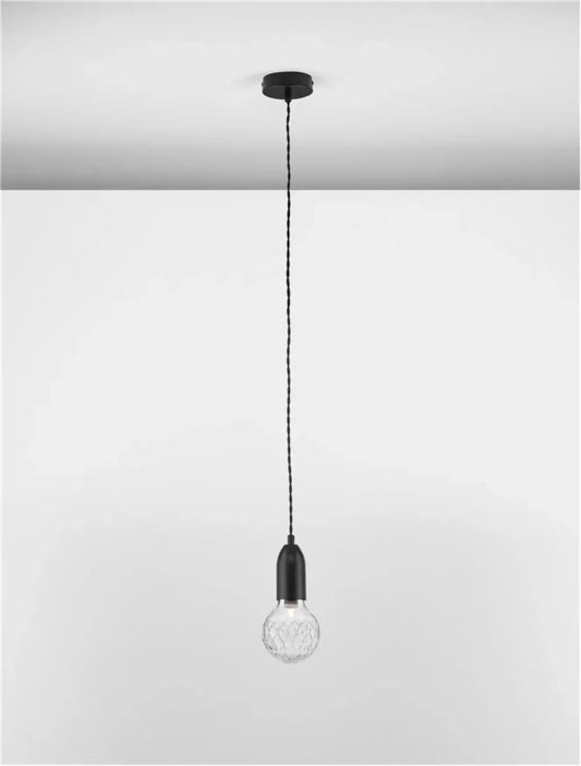 Pendul structura din Metal Negru si abajur din Sticla Transparent H120xL9.5cm IP20 VEDA