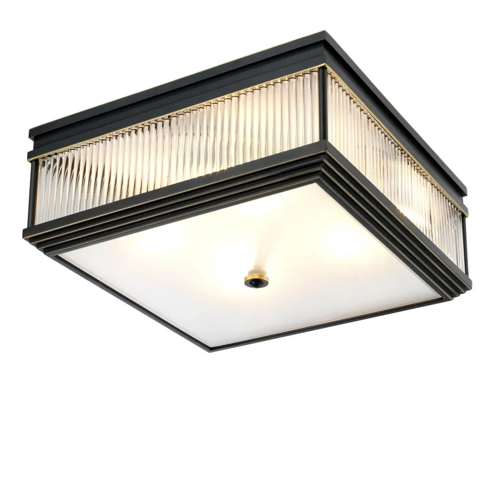 Plafoniera din Metal Bronz si Sticla Transparent H18.5xL40.5cm Marly Eichholtz