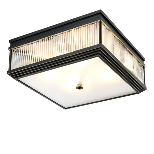 Plafoniera din Metal Bronz si Sticla Transparent H18.5xL40.5cm Marly Eichholtz