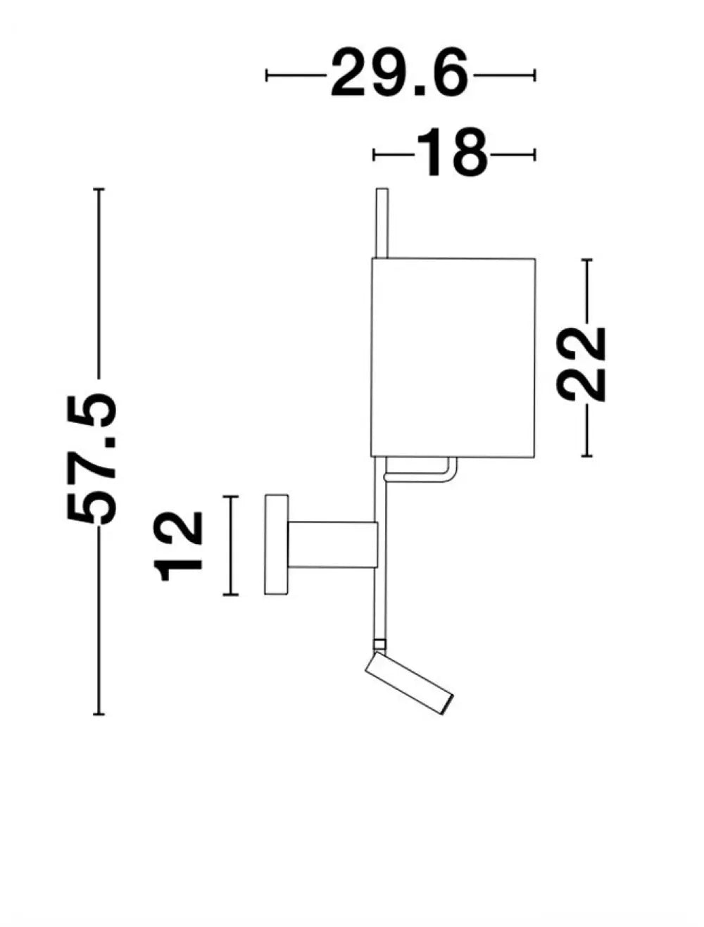 Aplica de perete structura din Aluminiu Negru si abajur din Textil Negru H57.5xL18cm IP20 15W 210lm 3000k YAMA