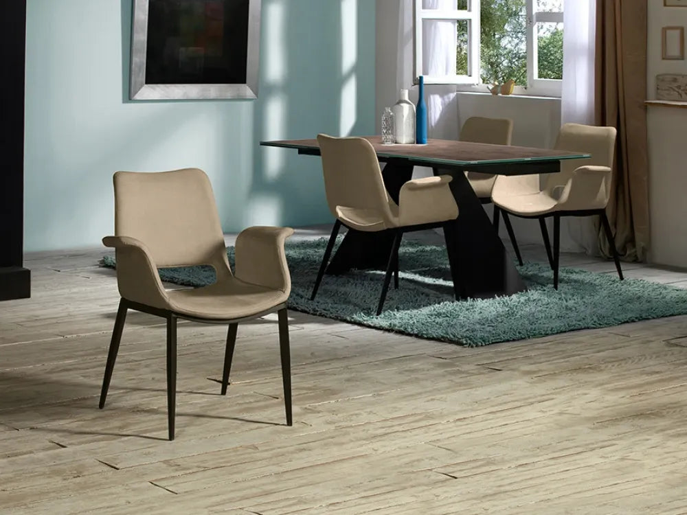 Scaun din Metal Negru si Textil Bej L67xH86cm Sowa