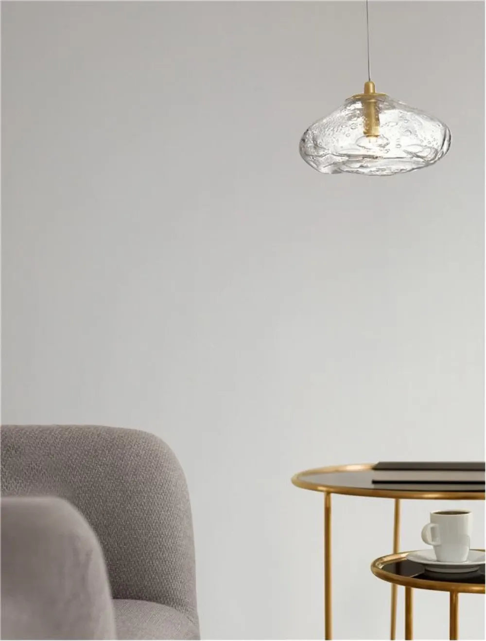 Pendul structura din Metal Auriu si abajur din Sticla Transparent H200xL20cm IP20 KING