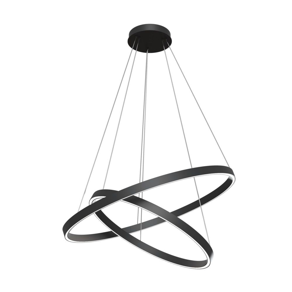 Lustra rotunda 2 cerucuri cu inaltime reglabila din Aluminiu Negru cu LED D80xH120cm Rim