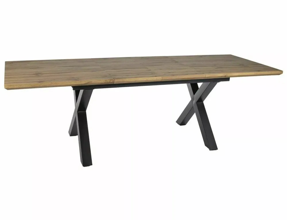 Masa extensibila din MDF+Furnir de stejar Maro si Metal Negru L160-240xH76cm Xaviero II