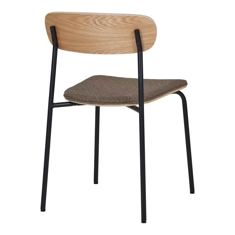 Set 2 scaune din Metal Negru si Lemn de frasin Maro H77xL51xA47cm Estepona