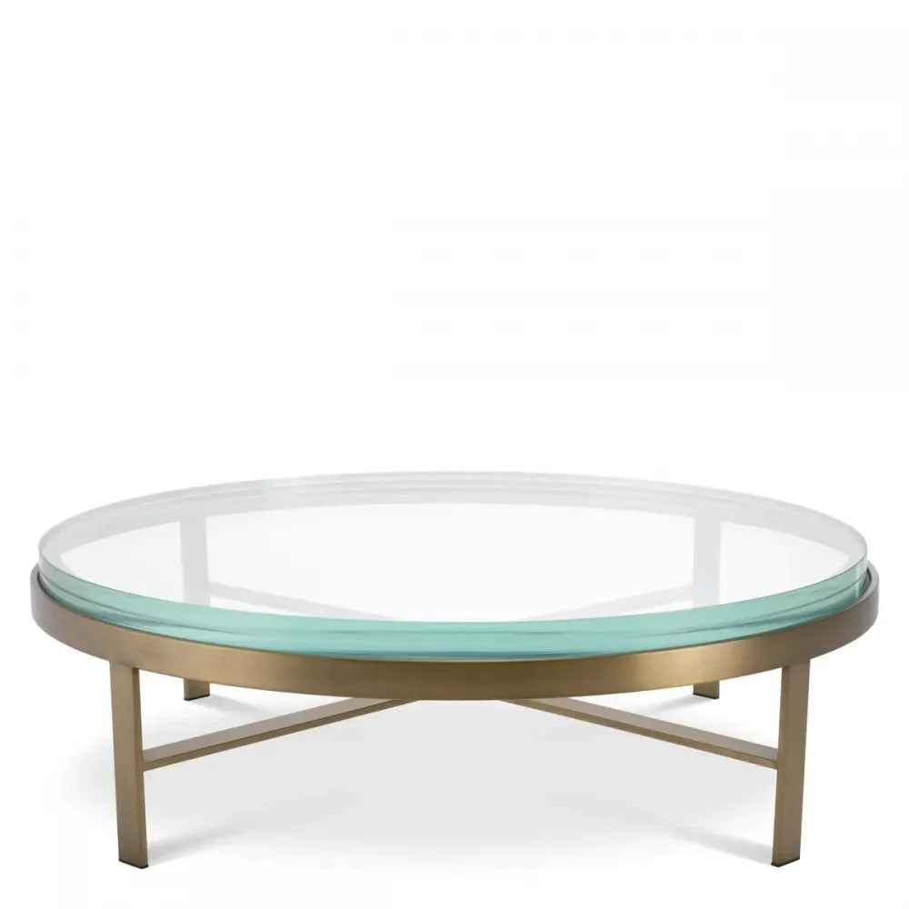 Masuta de cafea Rotunda din Otel inoxidabil Alama si Sticla Transparent D97.5xH30cm Hoxton Eichholtz
