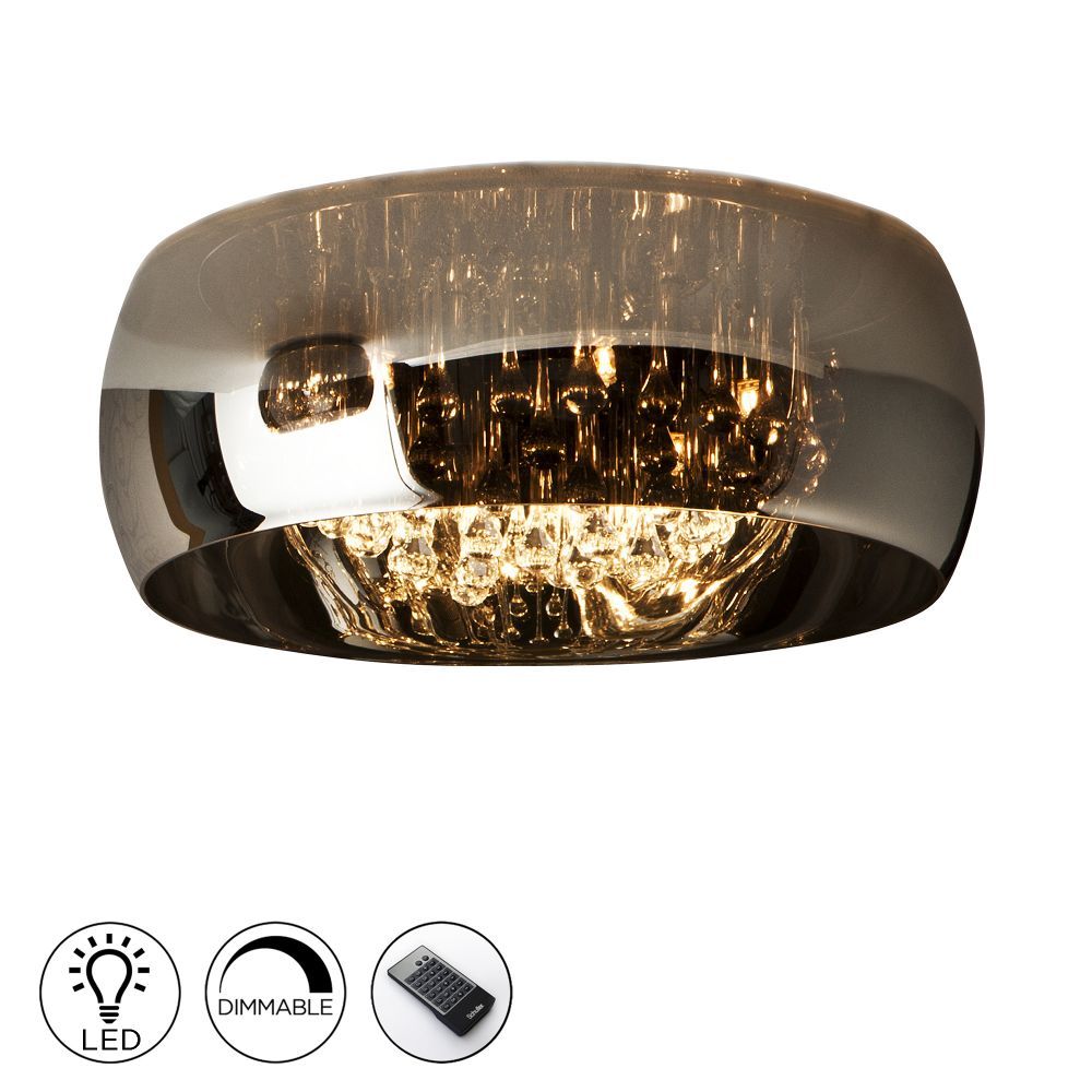 Plafoniera Rotunda din Metal si Sticla Argintiu/Argintiu Argos D50xH25cm