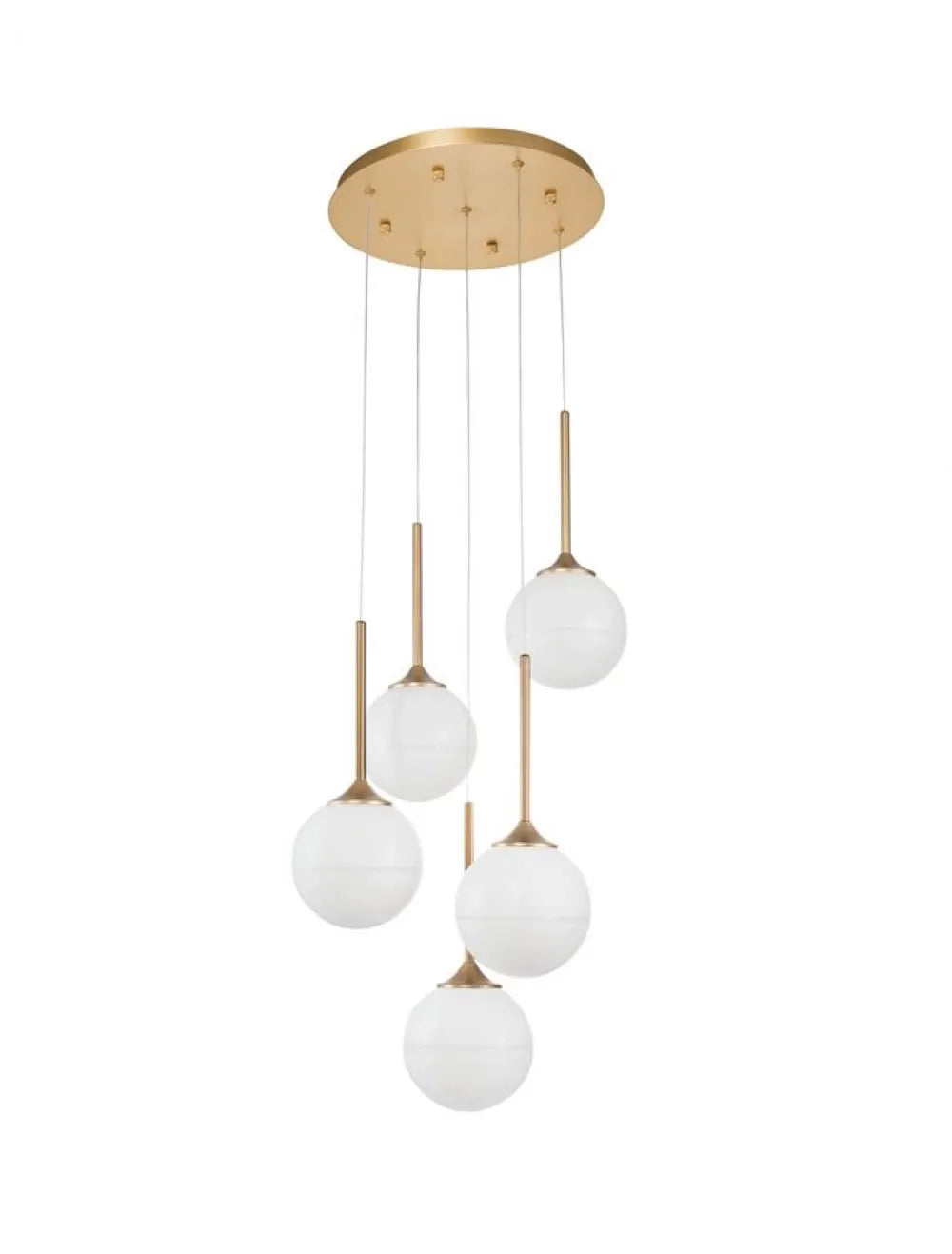 Lustra structura din Metal Auriu si abajur din Sticla Alb H180xL35cm IP20 CANTONA