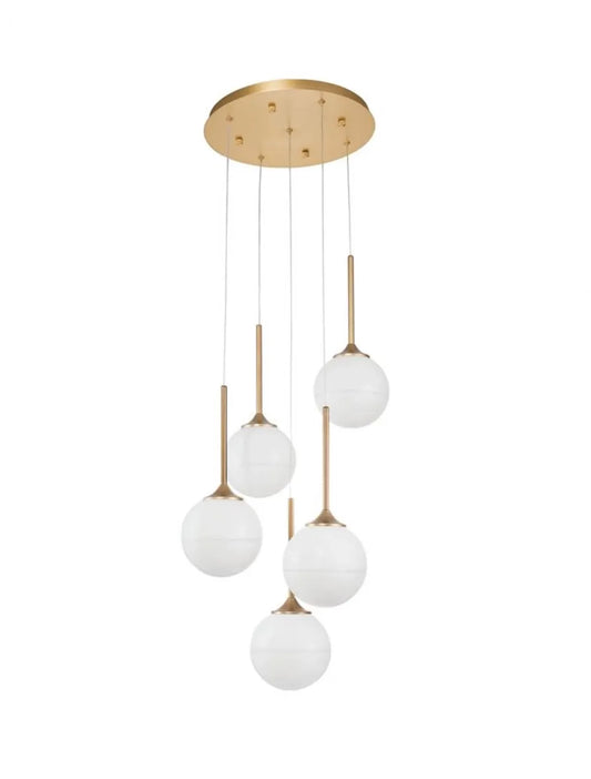 Lustra structura din Metal Auriu si abajur din Sticla Alb H180xL35cm IP20 CANTONA