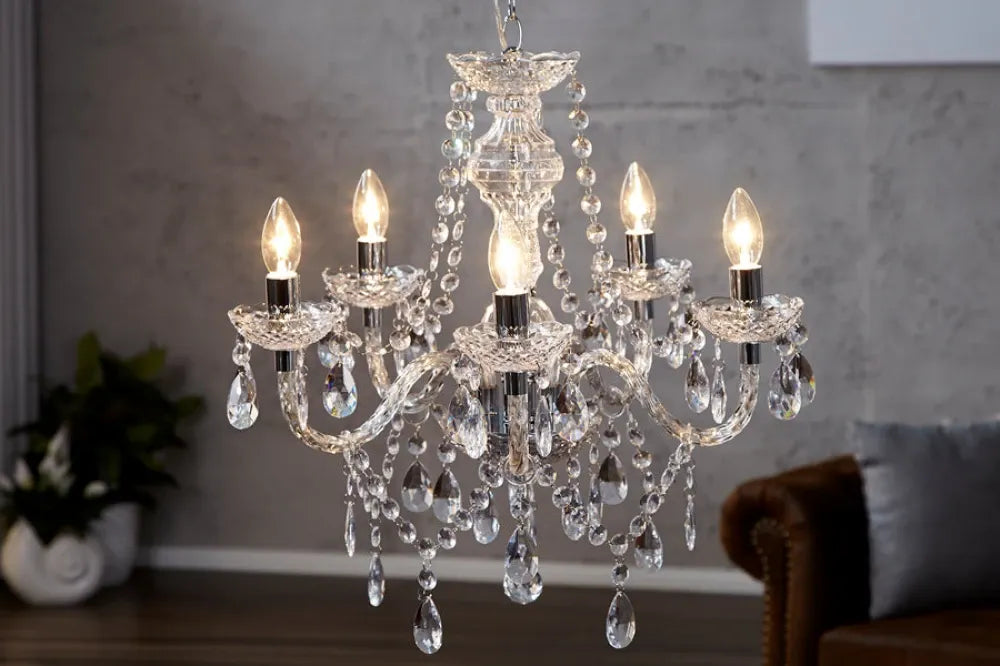Candelabru din Metal Argintiu si Acrilic Transparent D53xH54cm Diamonds